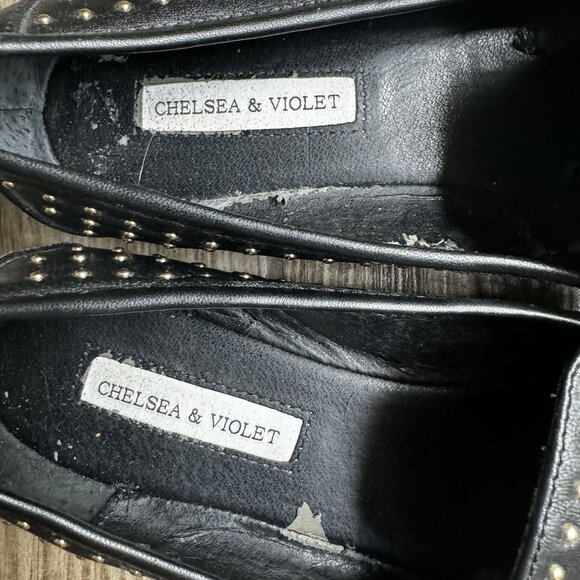 Chelsea Violet Loafers Shoes Women 9MBlack Studded Slip On Leather Whimsigoth - Picture 3 of 8